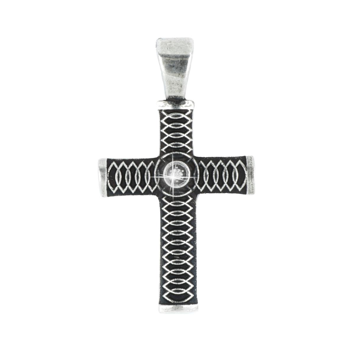 Pendente-in-argento-brunito-palladio-e-oro-nero-con-diamante-e-motivo-a-losanghe-ZPU002D-LM