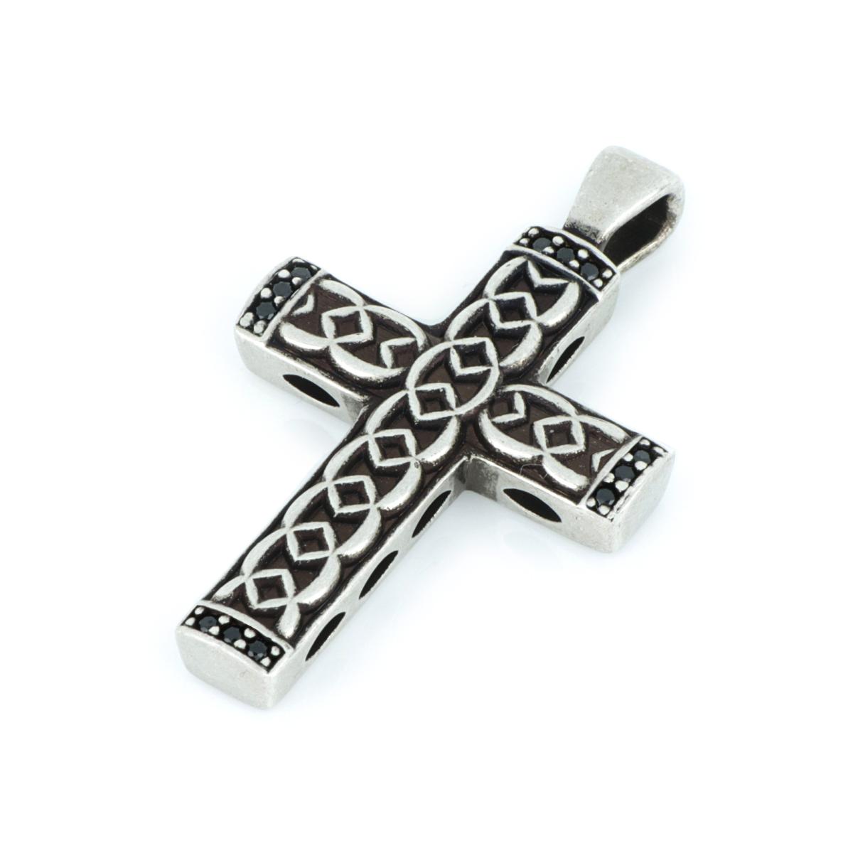 Pendente-in-argento-brunito-palladio-e-oro-nero-con-pietre-ai-lati-ZPU008NE-LM-1