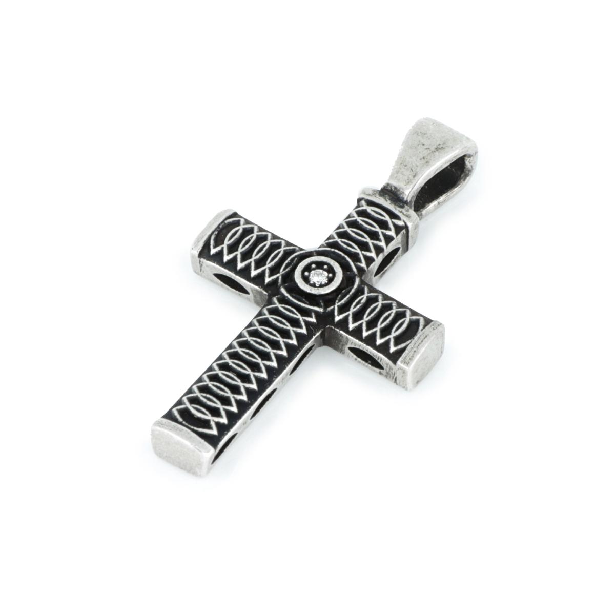 ZPU002D-LM-Pendente-in-argento-brunito-palladio-e-oro-nero-con-diamante-e-motivo-a-losanghe